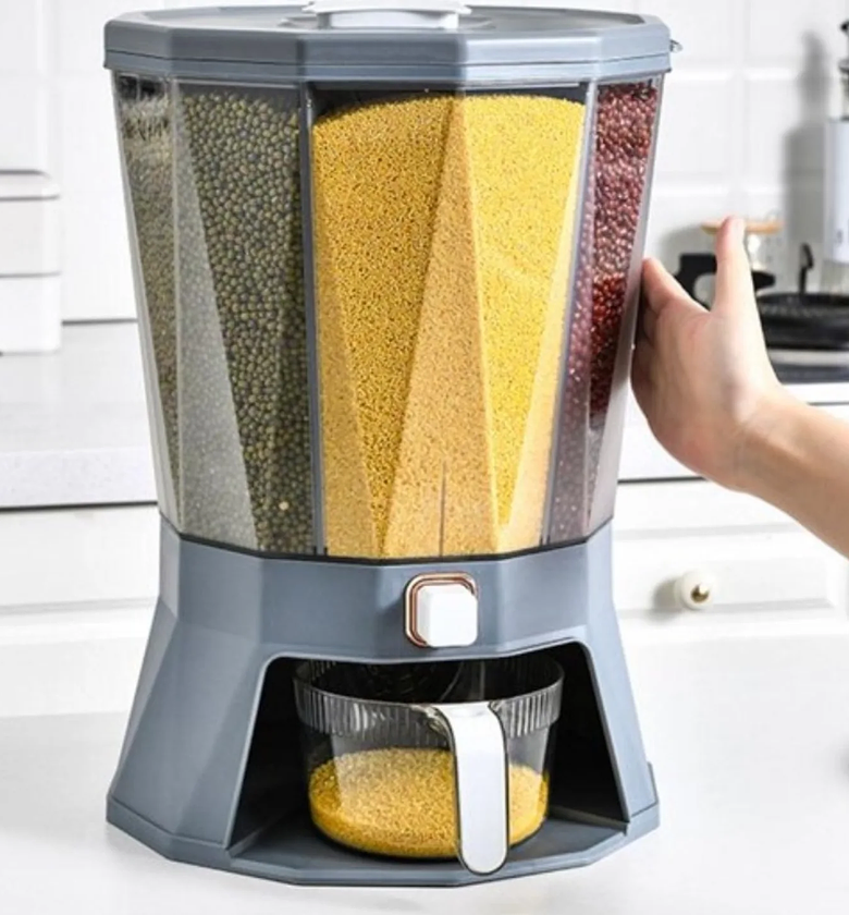 6kg Modern 4-Partition Cereal & Grain Dispenser image