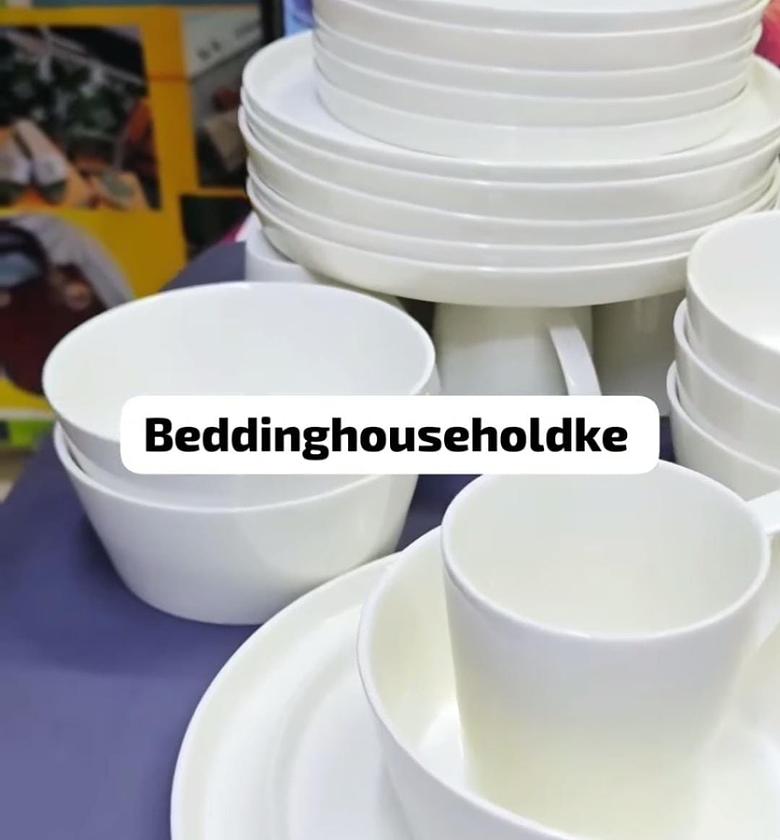 24pc white Ceramic Dinner Set. image