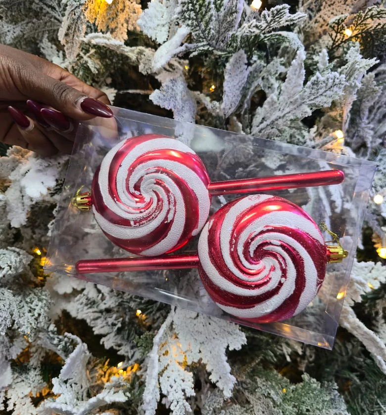 2-Piece Giant Christmas Candy Pop Decoration Set (15cm) image