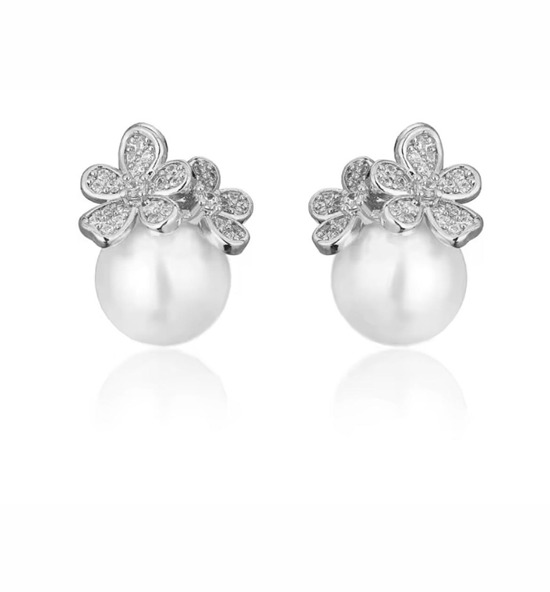 Whimsical Garden Pearl Stud Earrings image