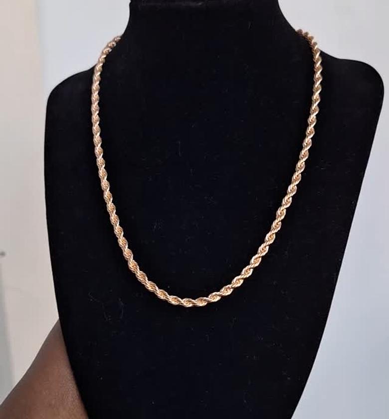 Unisex hypollargenic non tarnish and anti fading gold coated necklace image