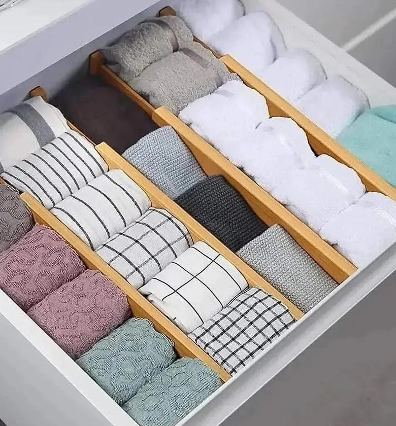 4 pcs Multifunctional Bamboo drawer Dividers image