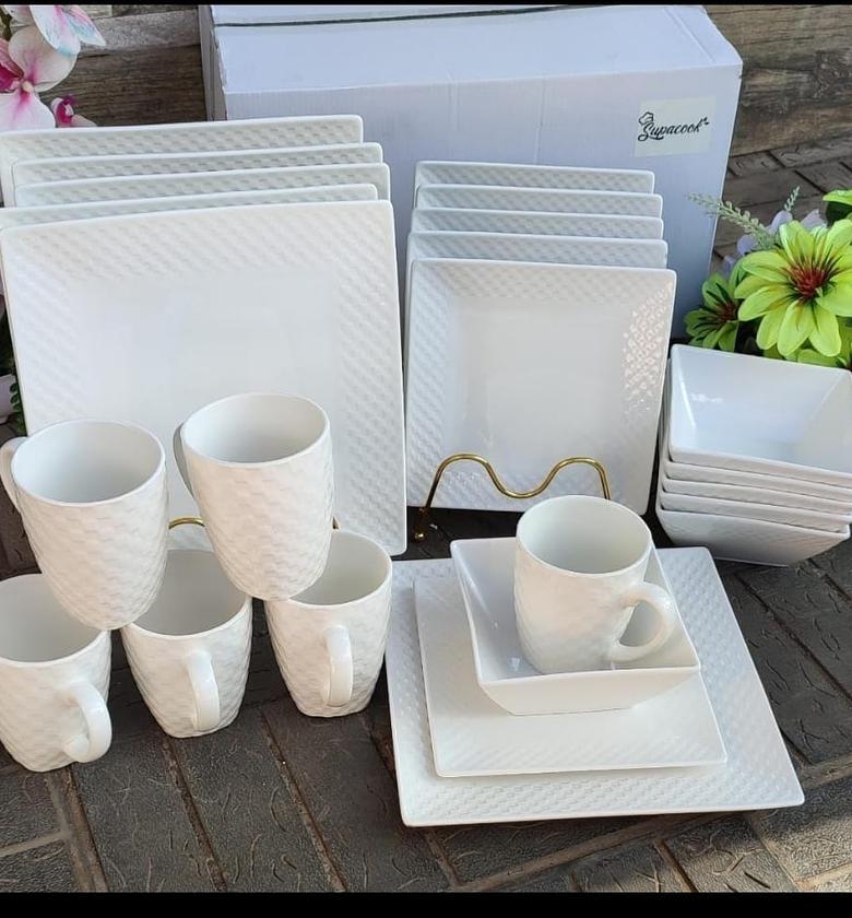 24 pcs square  dinner set. image