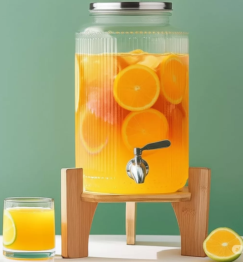 Elegance Ribbed Glass Beverage Dispenser image