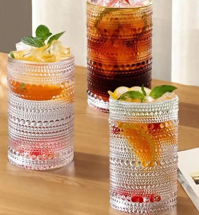 High borosilicate embossed water/juice glasses Capacity: 360ml image