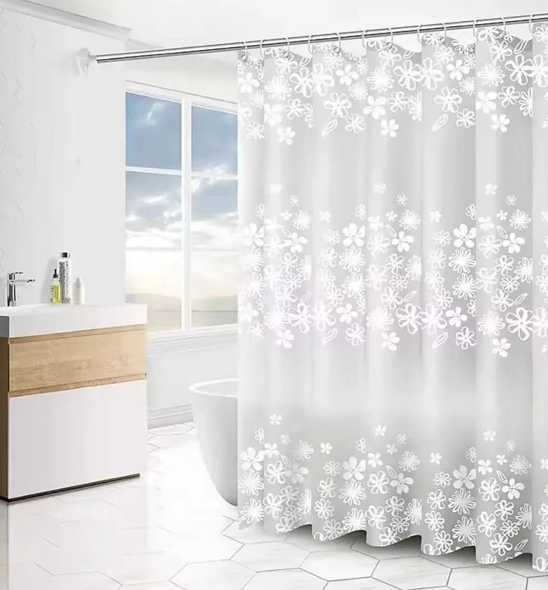 Eco-Pure PEVA Waterproof Shower Curtain Set image