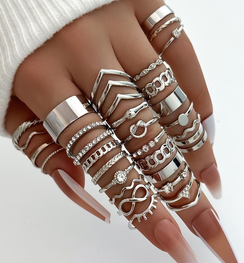 Gold and silver ring sets image