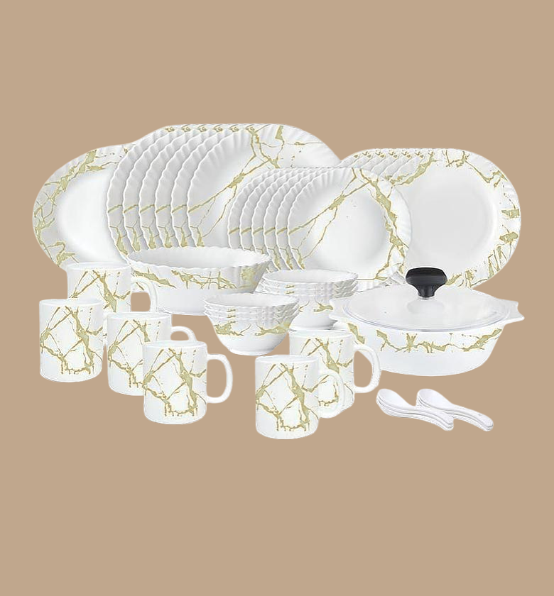 Signature 40-Piece White Plain Opal Glass Dinnerware Set image