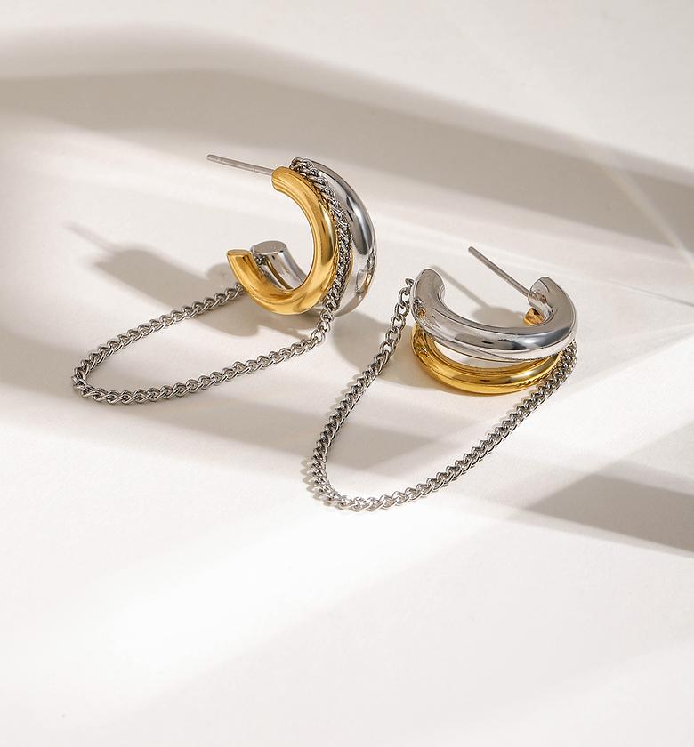 Tassel Line Hoop Earrings image