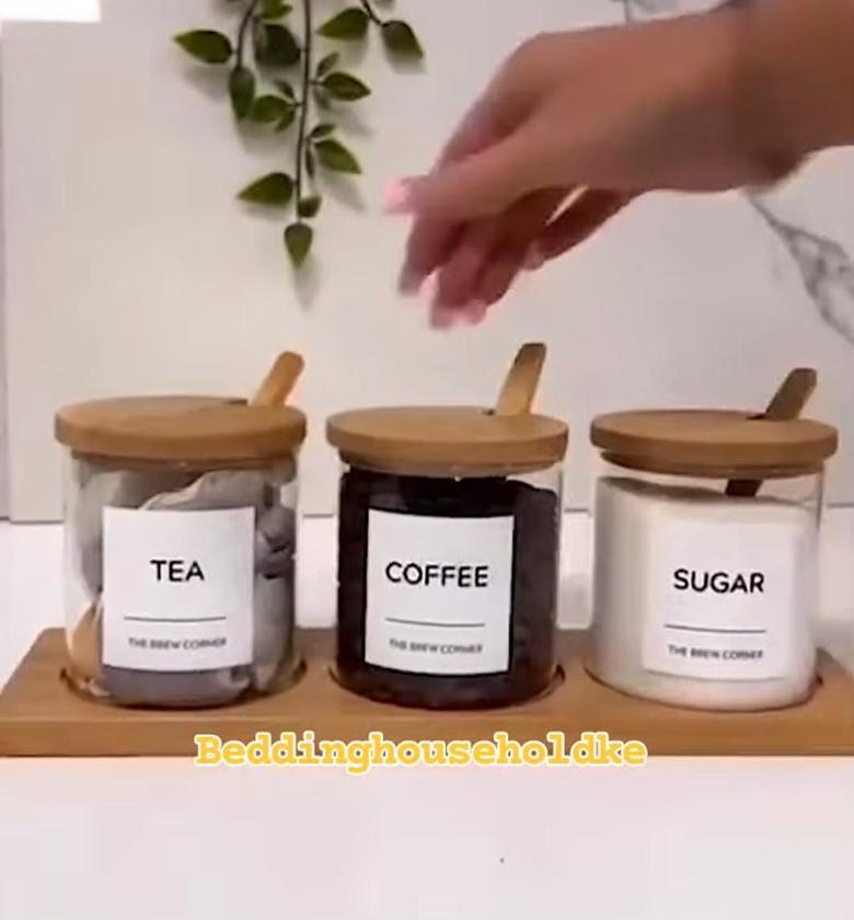 3 in 1 Glass spice condiment set. image