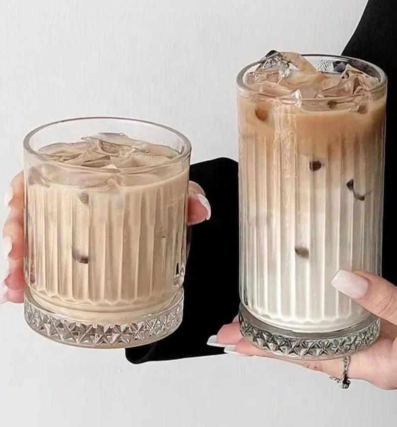 Ribbed glasses with diamond shape at the bottom. image