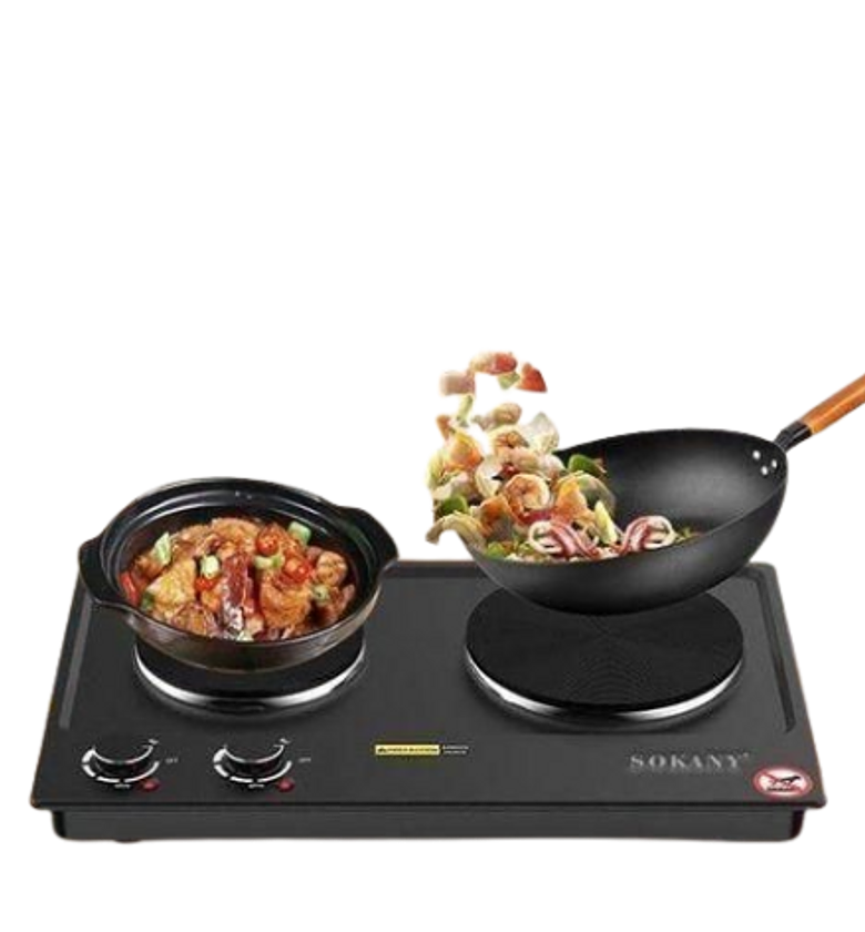 Sokany 2 Burner Electric Stove, 2500W Compact Double Hot plate image