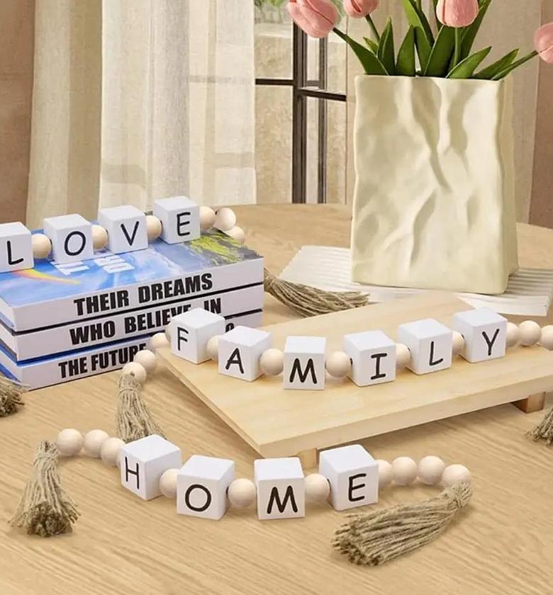 Wooden Bead Garland with Hand Polished Beads image