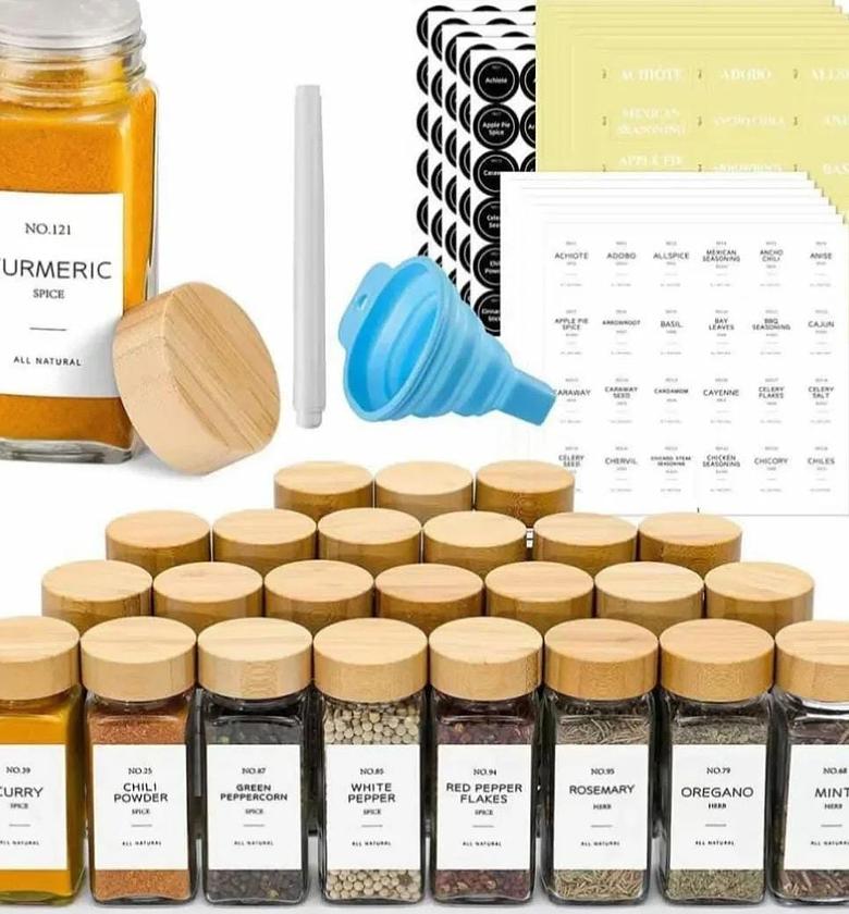 Glass storage jars with bamboo lid image