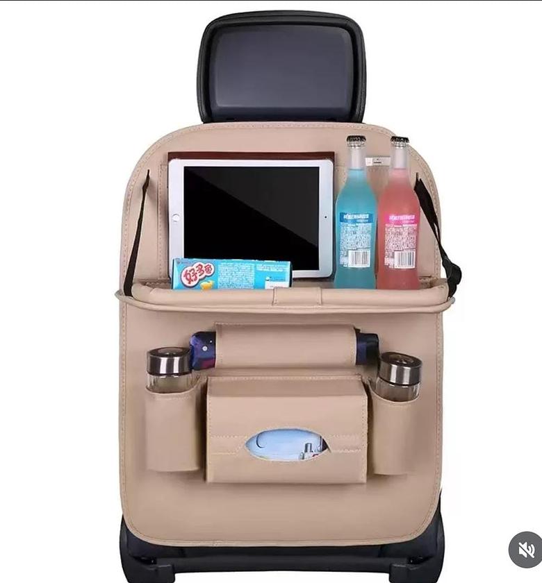 Multifunctional Car back seat storage bag with dinning tray image