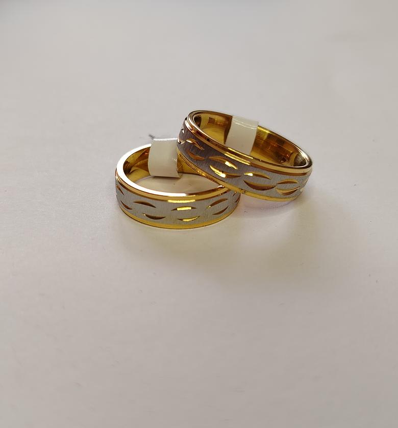Stainless steel two tone wedding bands  image