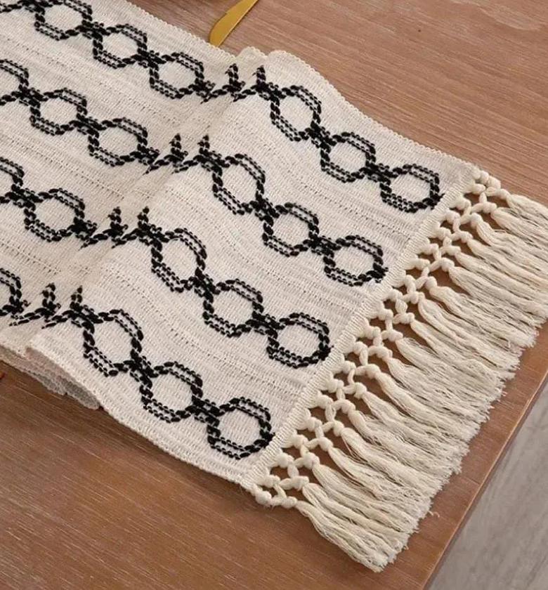 Boho Woven Table Runner with Tassels (35×240 cm) image