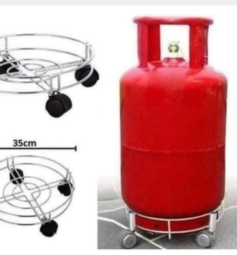 Metallic gas cylinder trolley. image