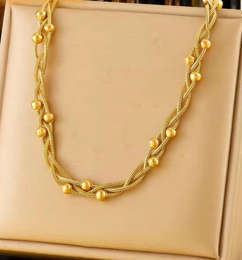 Elysian Braided Gold Orb Statement Necklace image