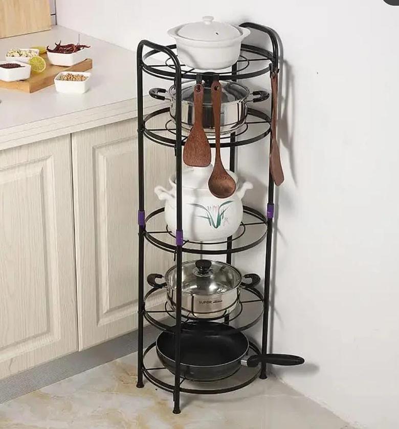 Premium mettalic 5 tier pot rack holder image