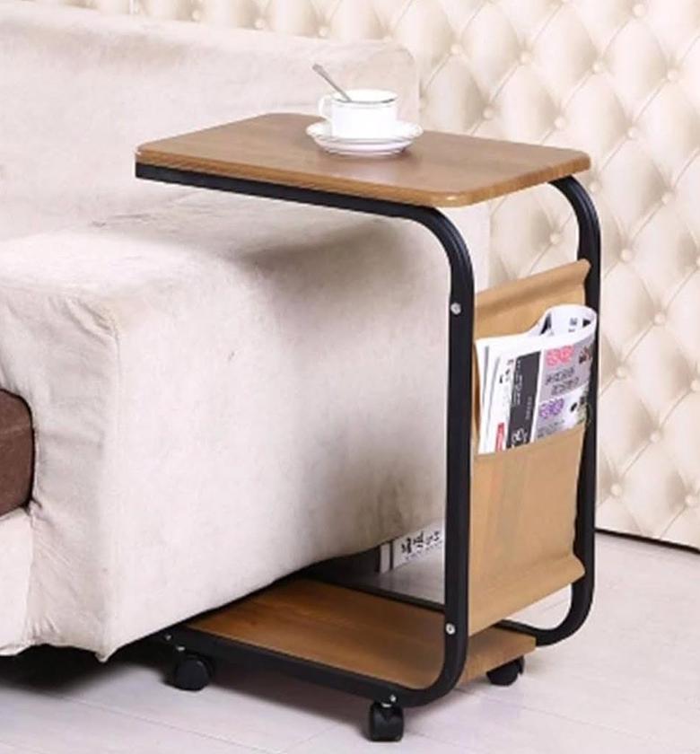 2 layer trolley side table with matching insert pocket  image