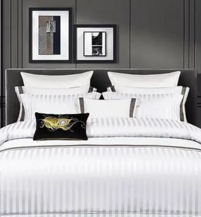 Luxury Cotton Satin Striped Duvet Cover Set (4-Piece) image