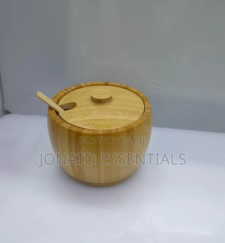 320ml Bamboo Sugar Dish With Bamboo Teaspoon image