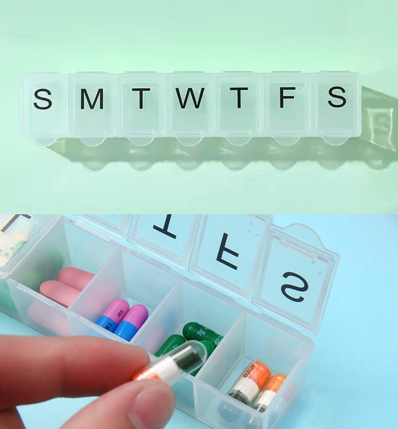 7-Day Weekly Pill Box Organizer with Snap-Lock Lids - Portable Medicine & Supplement Case for Daily Dosage Management image