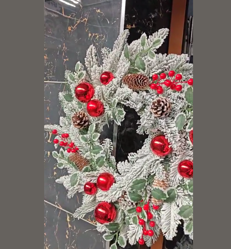 Frosted Cranberry & Pinecone Door Wreath image