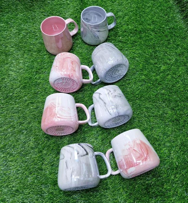 6pcs Pearl Marble Porcelain Tea/ Coffee Mugs image