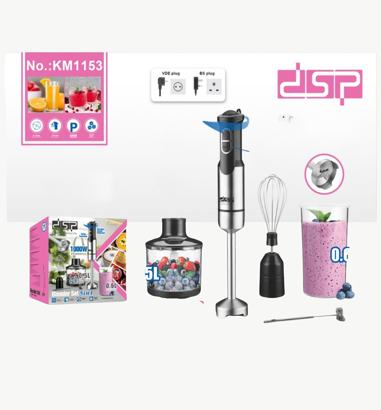 DSP 1000W 5-in-1 Professional Hand Blender Set with Turbo Function and Variable Speed Control image