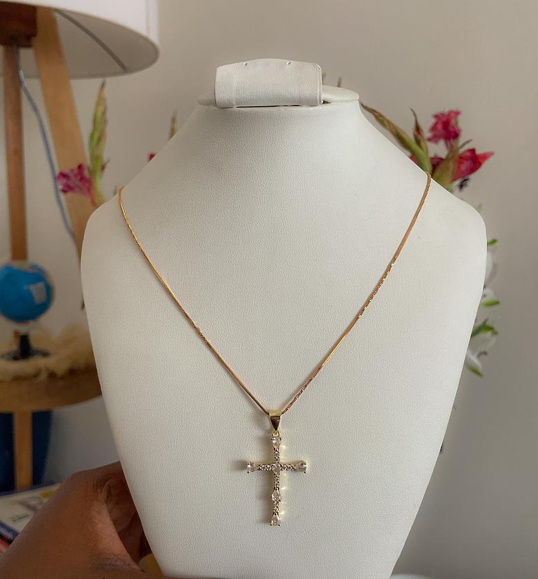 Luminous Linear Cross Necklace image