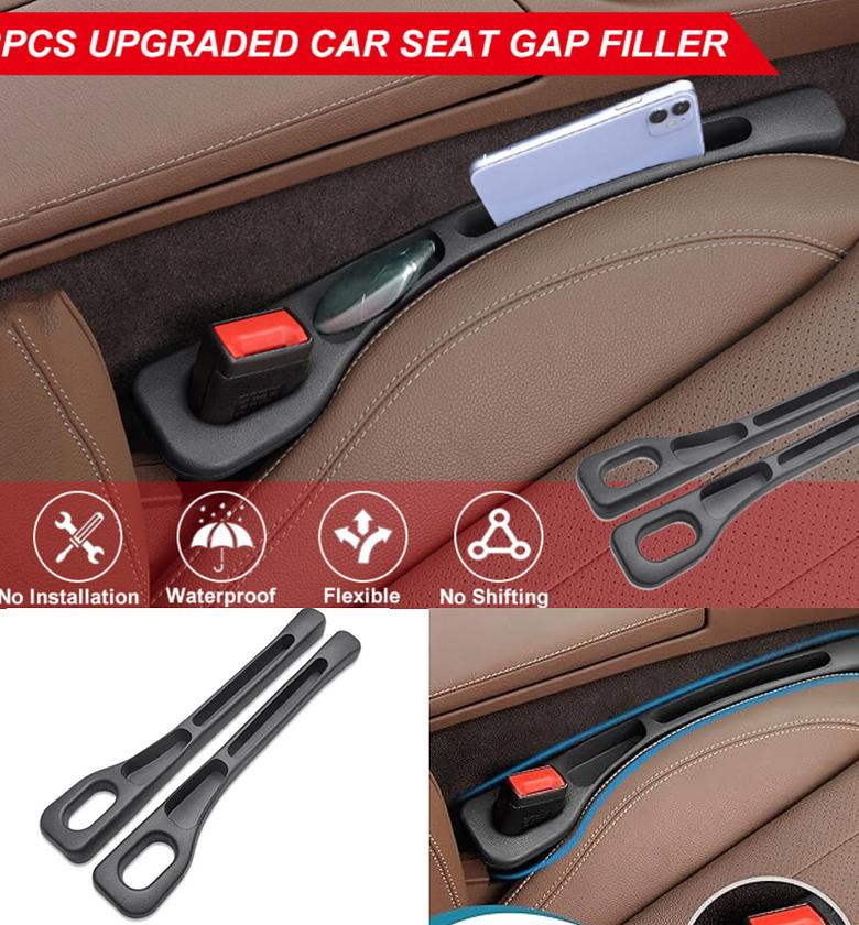 Universal Upgraded Car Seat Gap Filler Organizer 2PCS - Waterproof Interior Gap Blocker for Phones & Keys image
