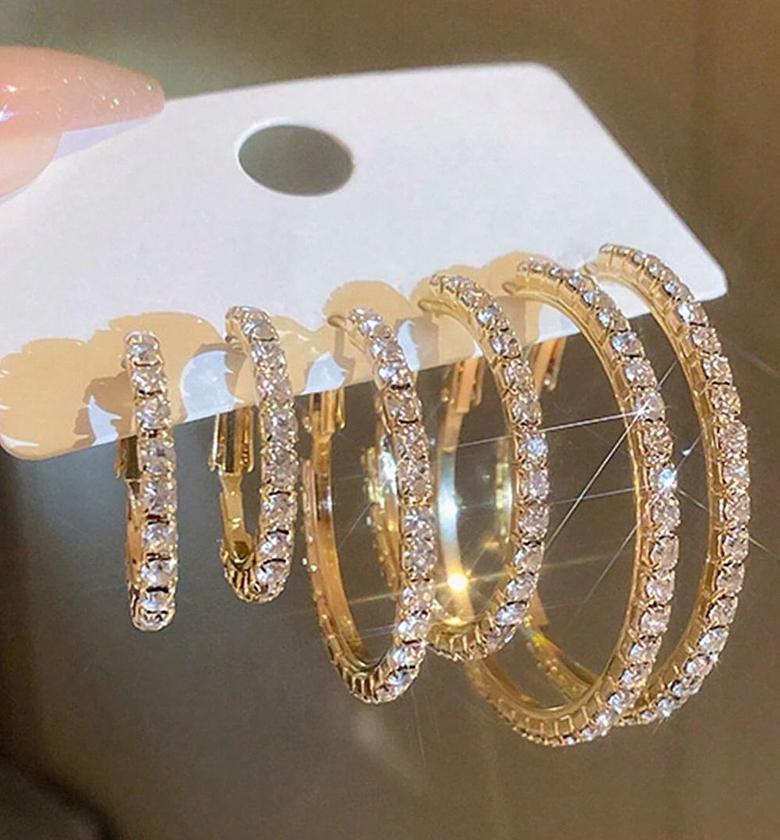 Elegant Sexy Hoop Earrings Set Embellished Alloy  image