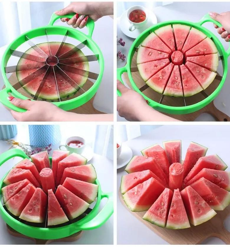 Stainless Steel Watermelon Slicer & Melon Cutter with Non-Slip Handles - 12 Blade Fruit Divider for Easy Slicing image