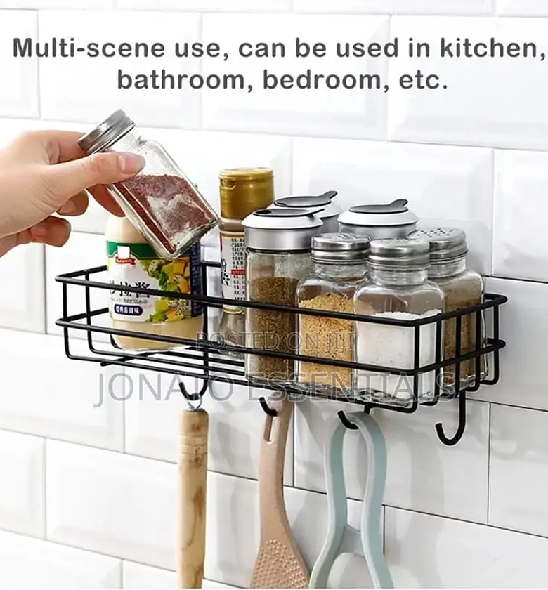 Wall Mounted Bathroom or Kitchen Organizer With Hooks image