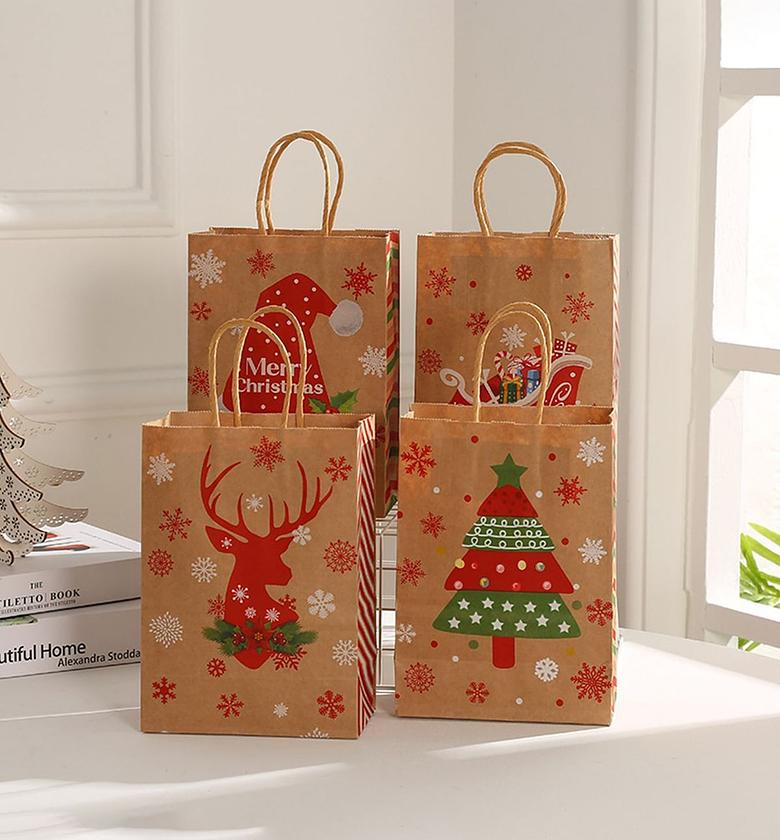 Festive Kraft Paper Christmas Gift & Treat Bags image
