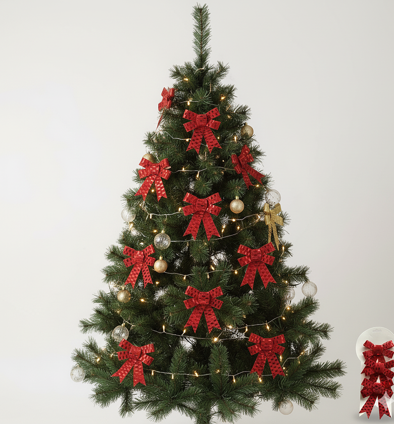 3 piece Red Satin Ribbon Bows for Christmas Tree Decor image