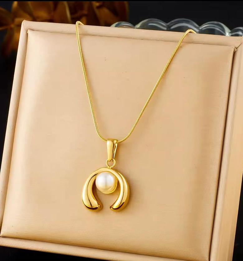 Elysian Pearl Crescent Gold Necklace image