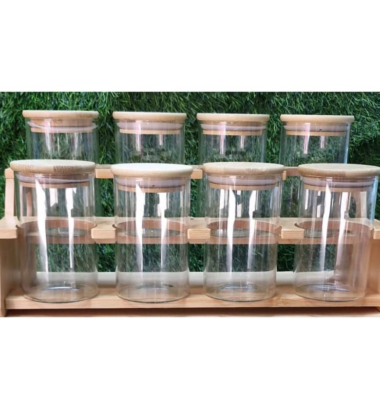 8-Piece Spice Jar Set with Bamboo Stand – 350ml image