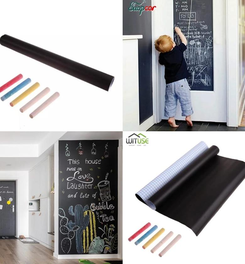 Blackboard. Adhesive Blackboard Wall Sticking Reusable Erasable Chalkboard image