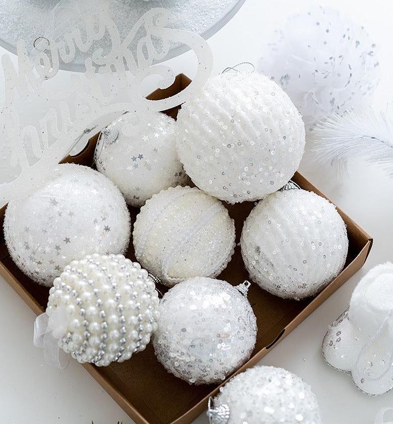 6-Piece Luxe White Décor Balls image
