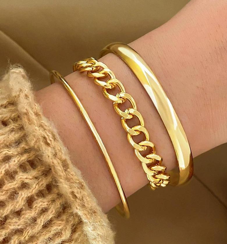 3 layer gold bracelet set image