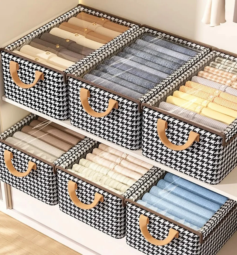 Houndstooth Pattern Collapsible Wardrobe Organizer with Clear View Cover image