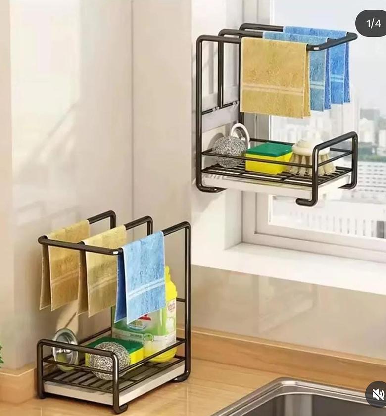 Metallic sink caddy With a draining tray image