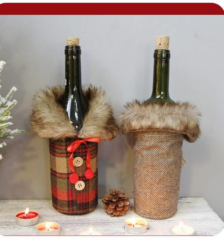 Rustic Faux-Fur Collar Wine Bottle Dress Cover image