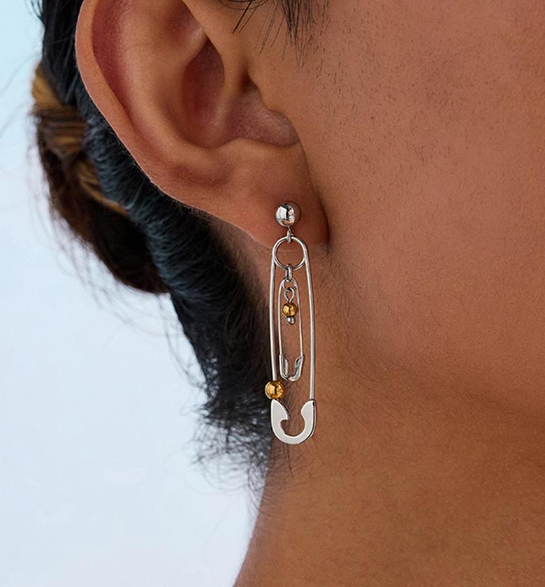 Safety pin drop earrings image