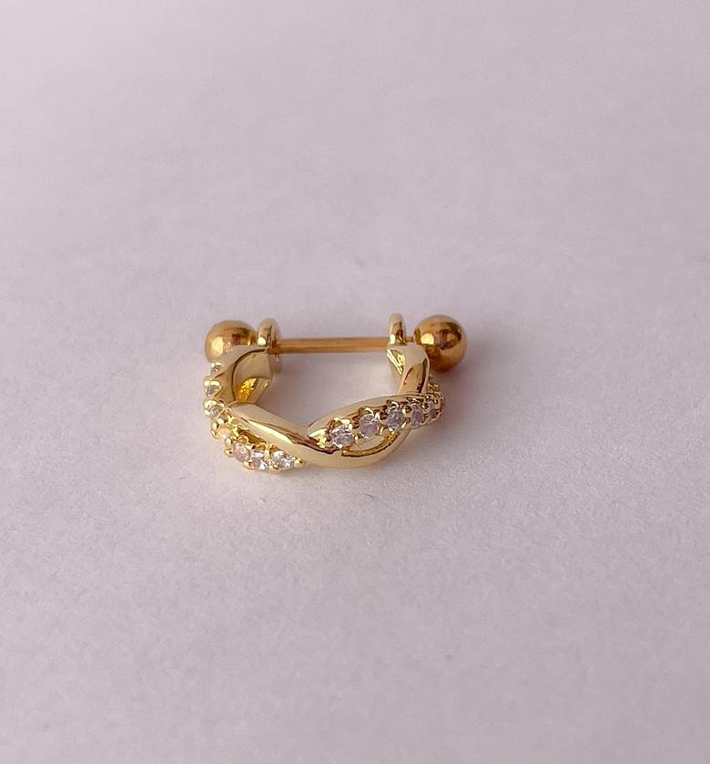 Golden Pave Twist Helix Stud image