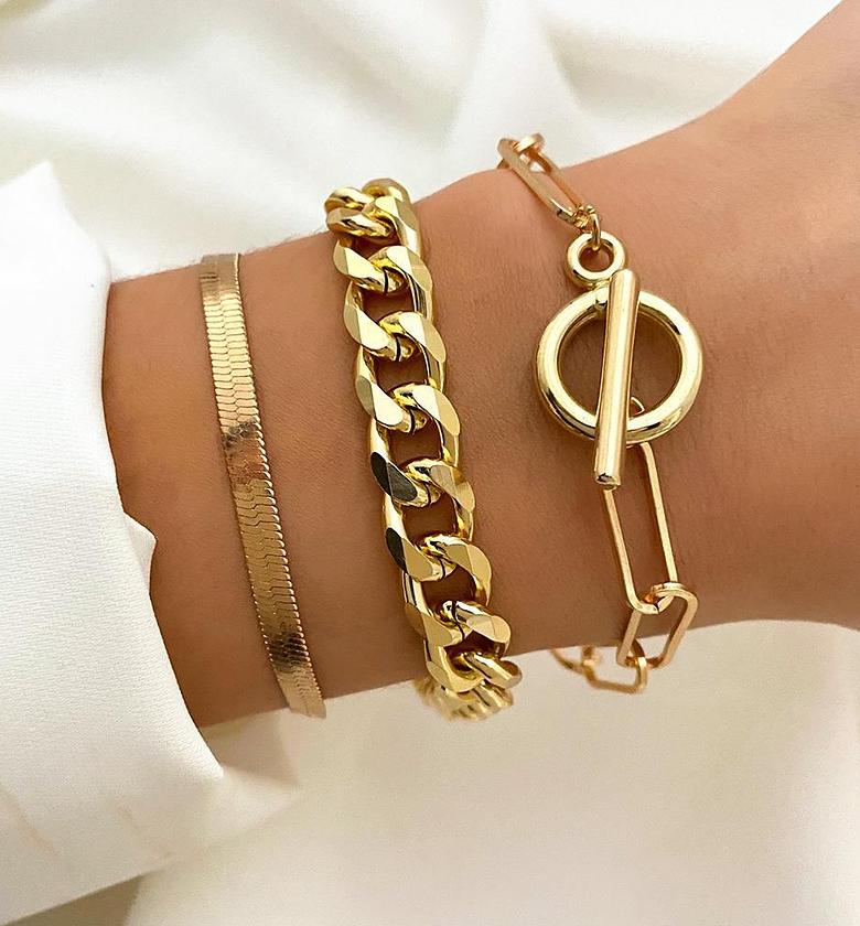 3 layer gold bracelet set image