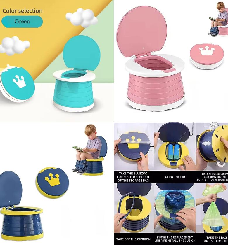 Portable Baby Potty, Travel Toilet Seat for Kids, Foldable image